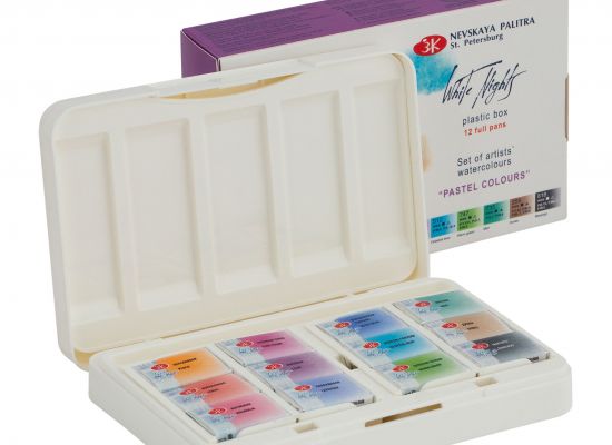 Aquarelle White Nights en boite de 12 couleurs Pastel de Nevskaya Palitra, extra-fine.