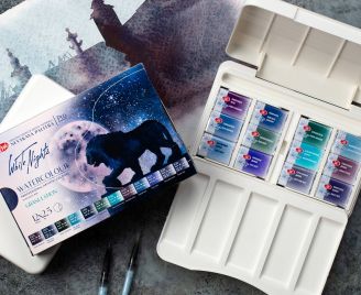 Set d’aquarelle granulée 12 couleurs en boxe plastique White Nights