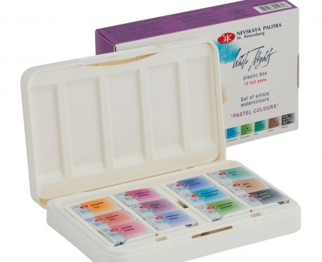 Aquarelle en boite plastic 12 couleurs pastel extra-fine